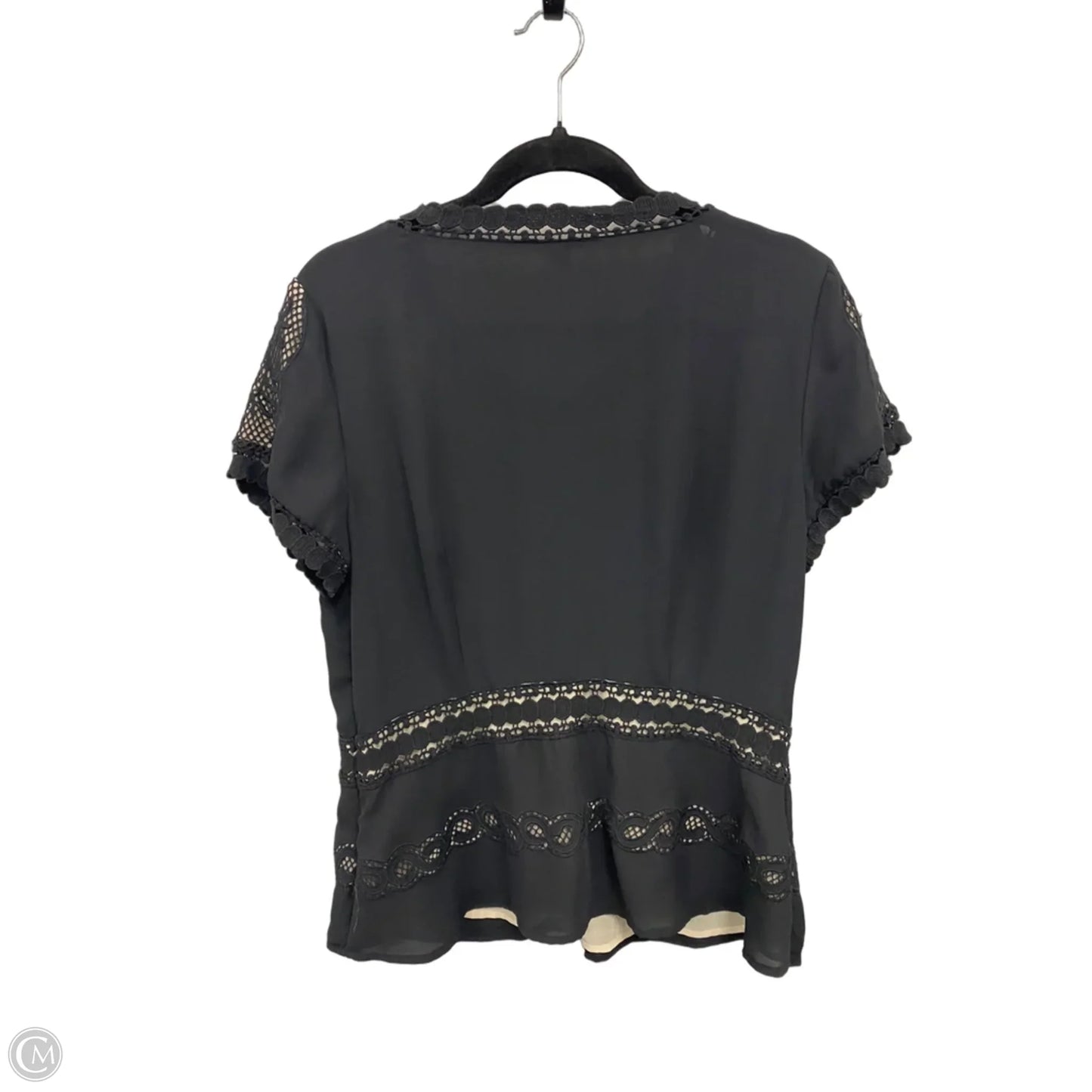 Blouse Short Sleeve By Ann Taylor In Black & Cream, Size: 12