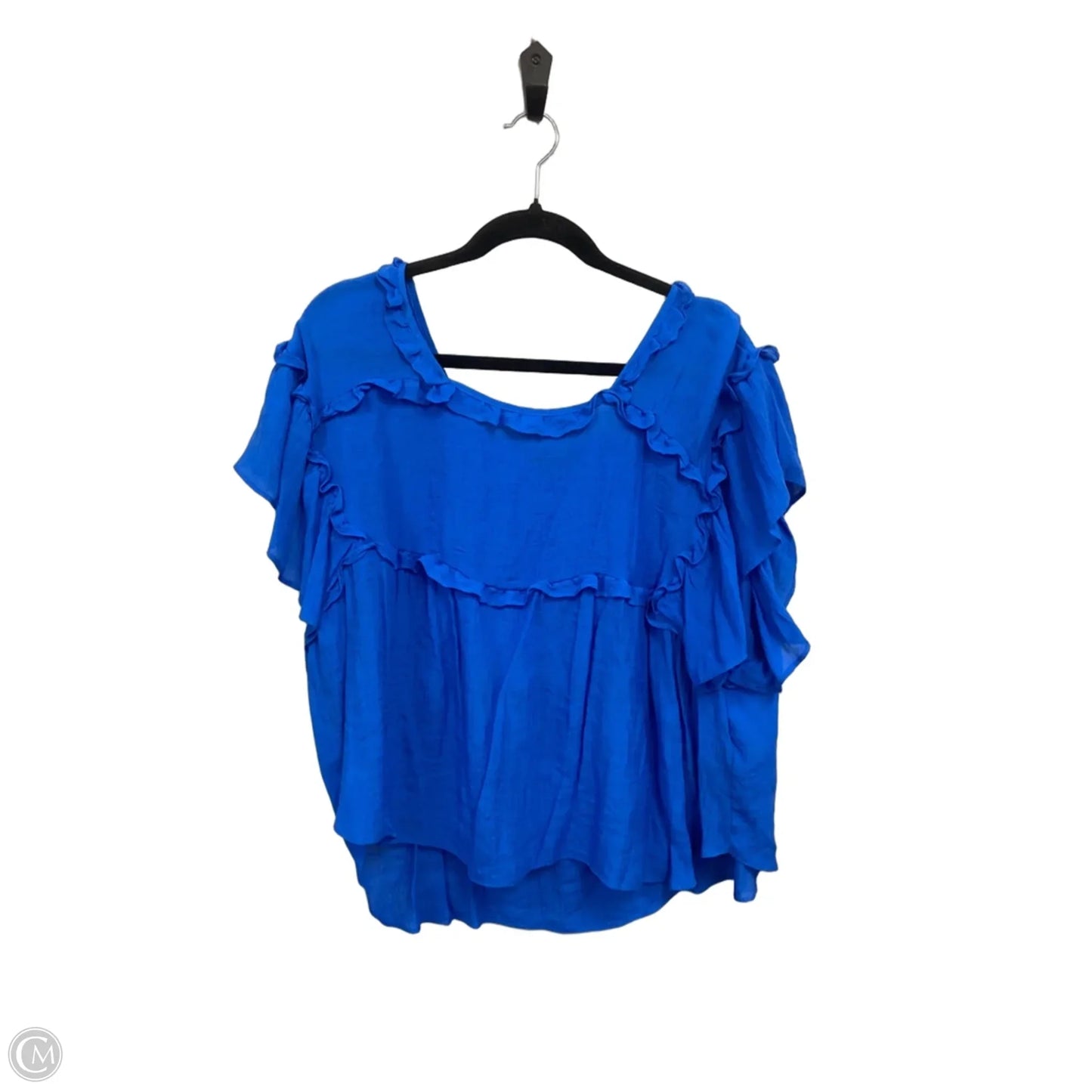 Blouse Short Sleeve By Zac And Rachel In Blue, Size: L