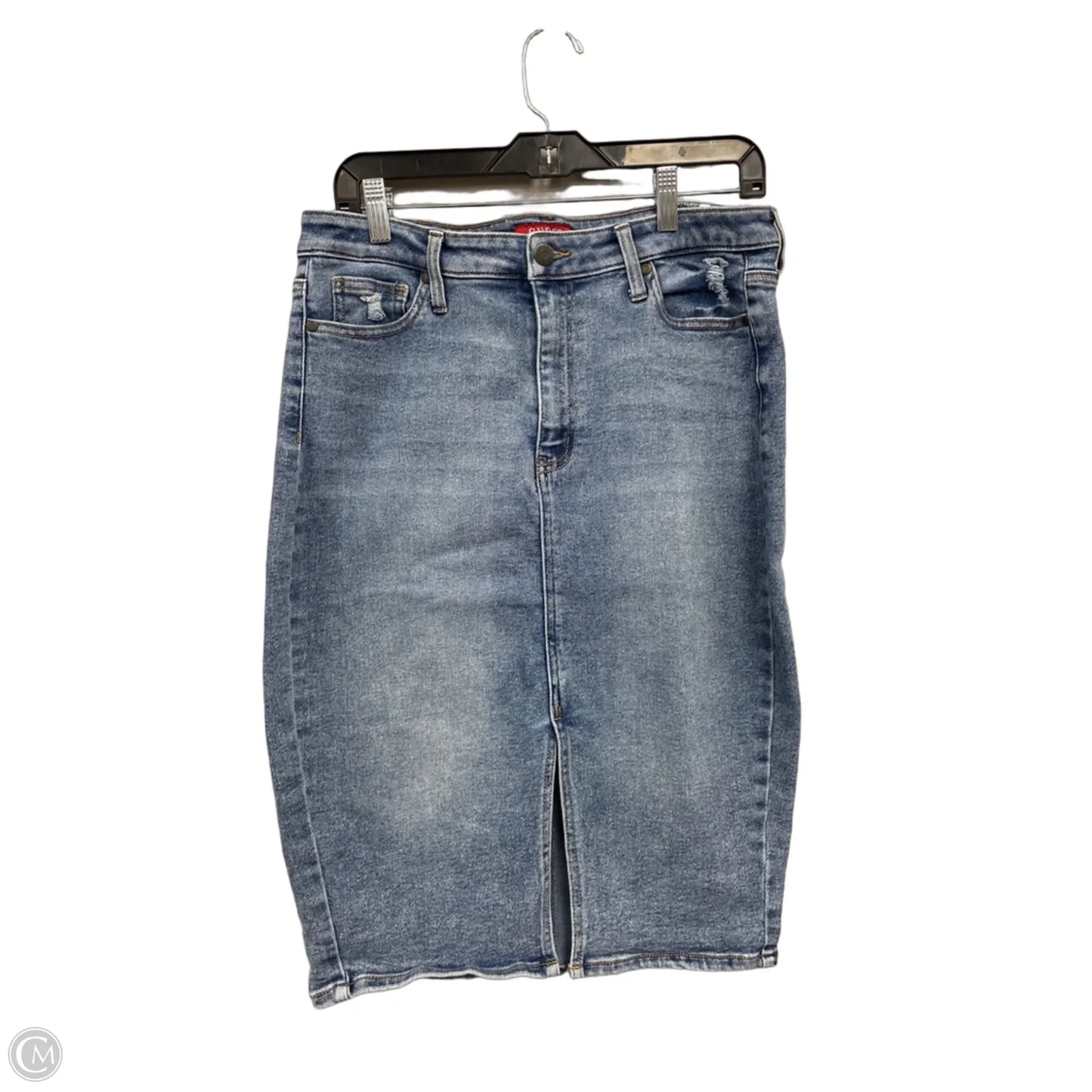 Skirt Midi By Guess In Blue Denim, Size: L