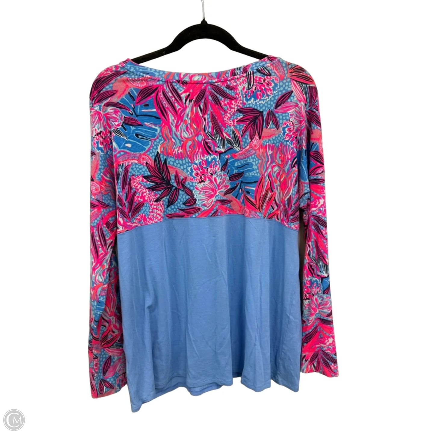 Top Long Sleeve Designer By Lilly Pulitzer In Blue & Pink, Size: L