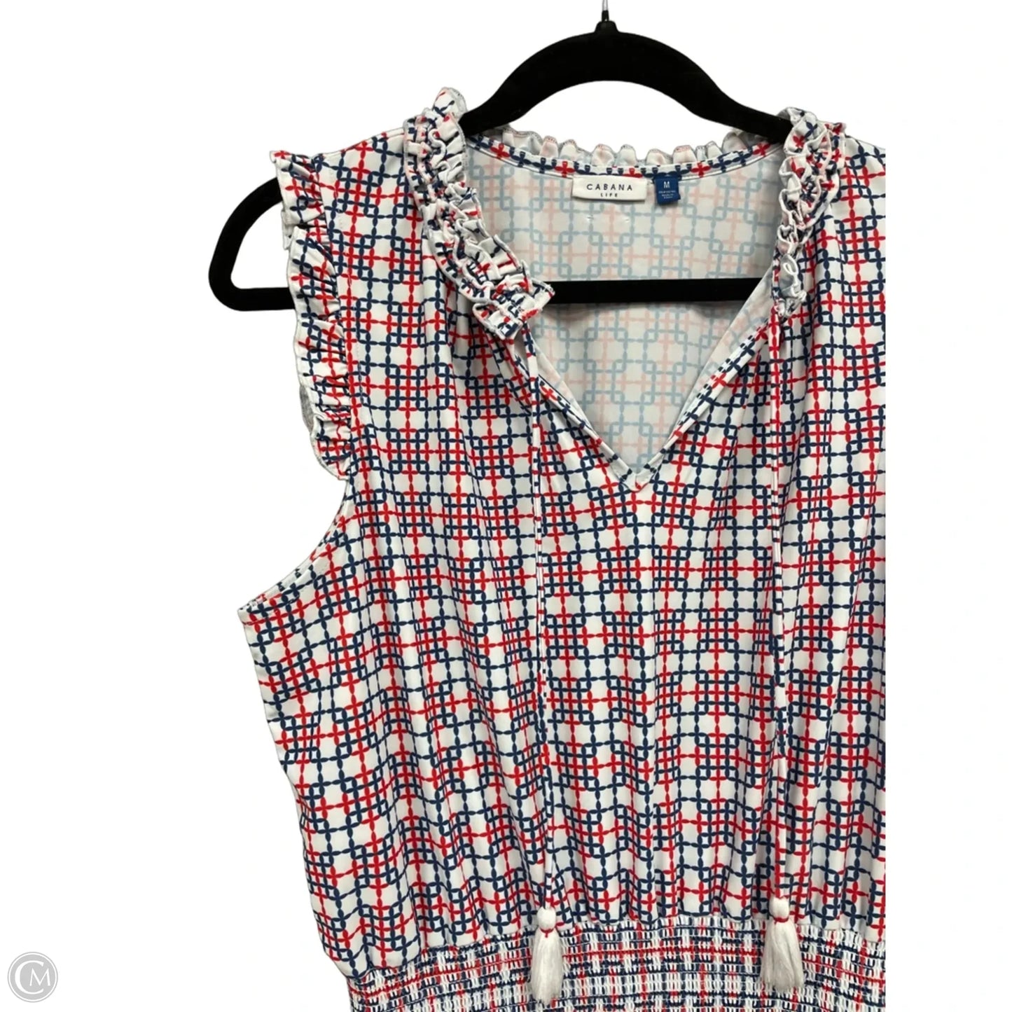 Dress Casual Short By Cabana Life In Blue & Red, Size: M