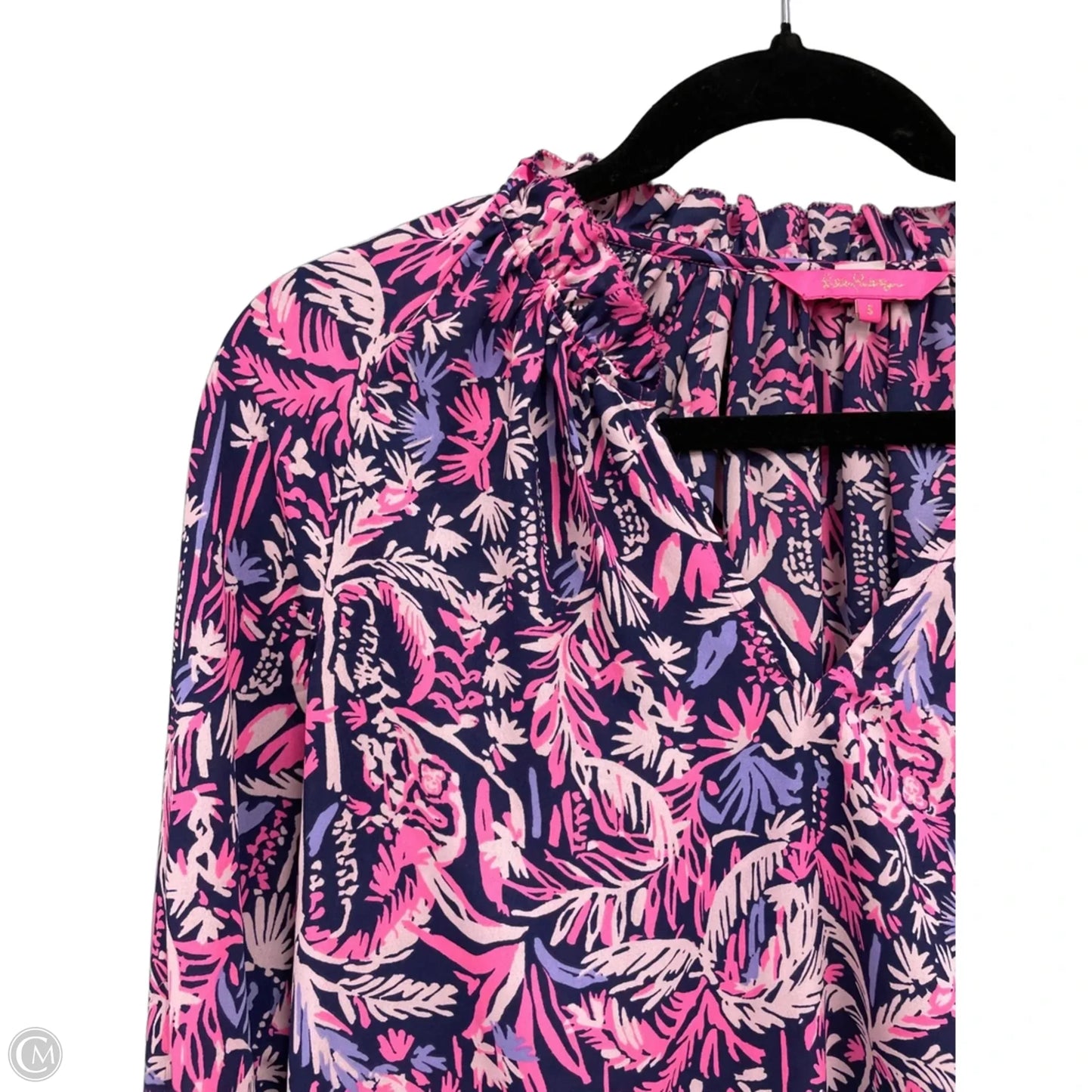 Blouse Designer By Lilly Pulitzer In Blue & Pink, Size: S