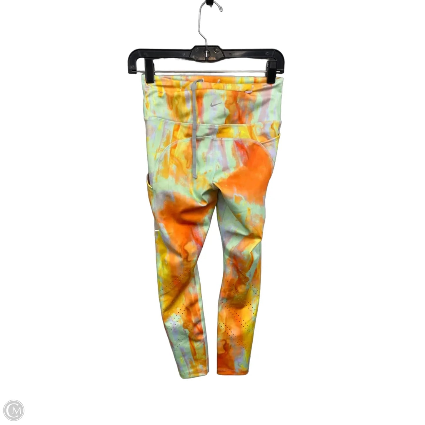 Athletic Leggings By Nike Apparel In Green & Orange, Size: S