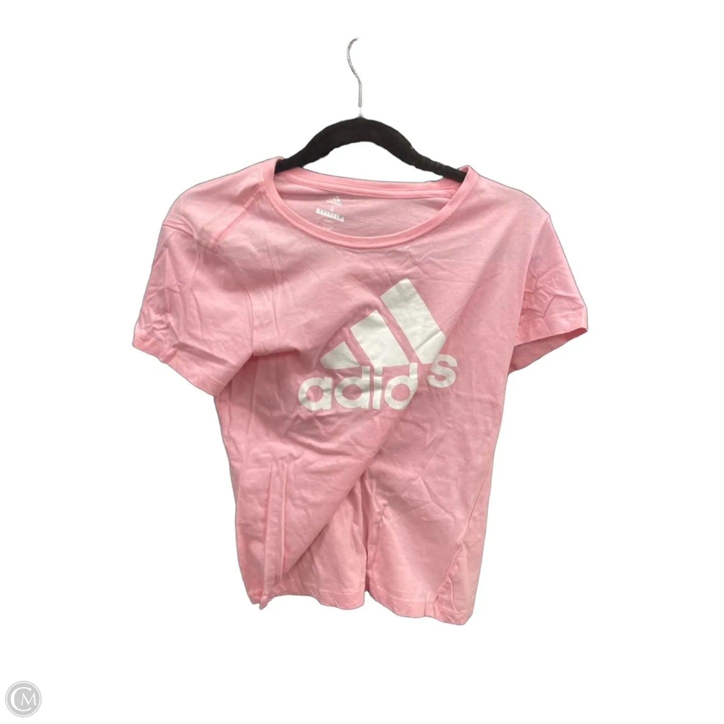 Athletic Top Short Sleeve By Adidas In Pink & White, Size: S
