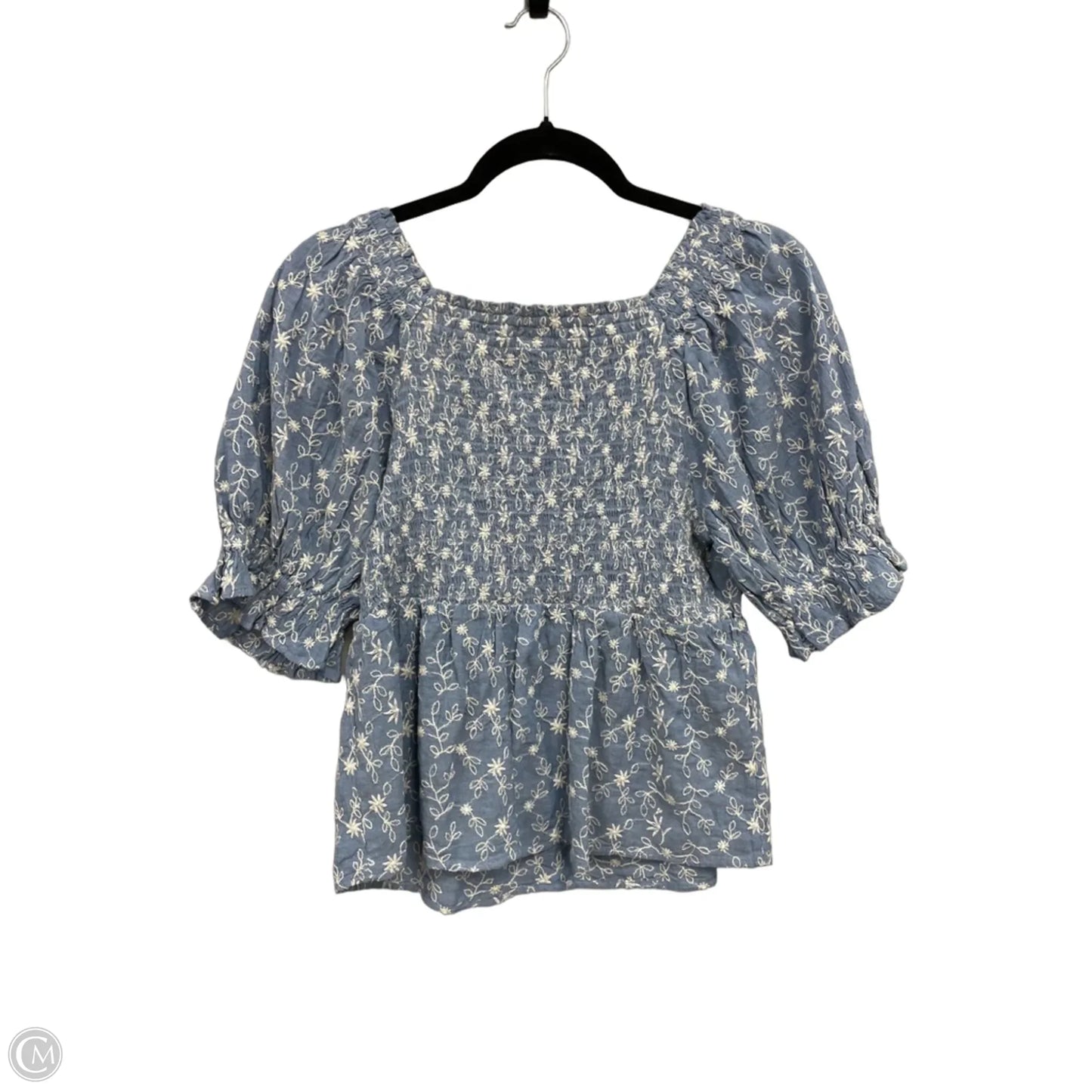Blouse Short Sleeve By Old Navy In Blue & White, Size: S