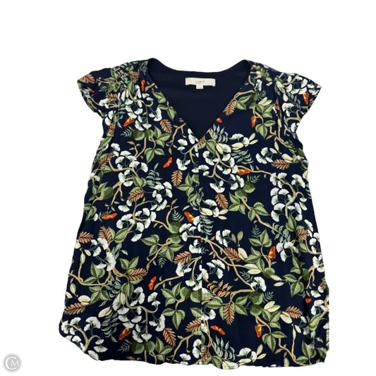 Blouse Short Sleeve By Loft In Blue & Green, Size: Xs