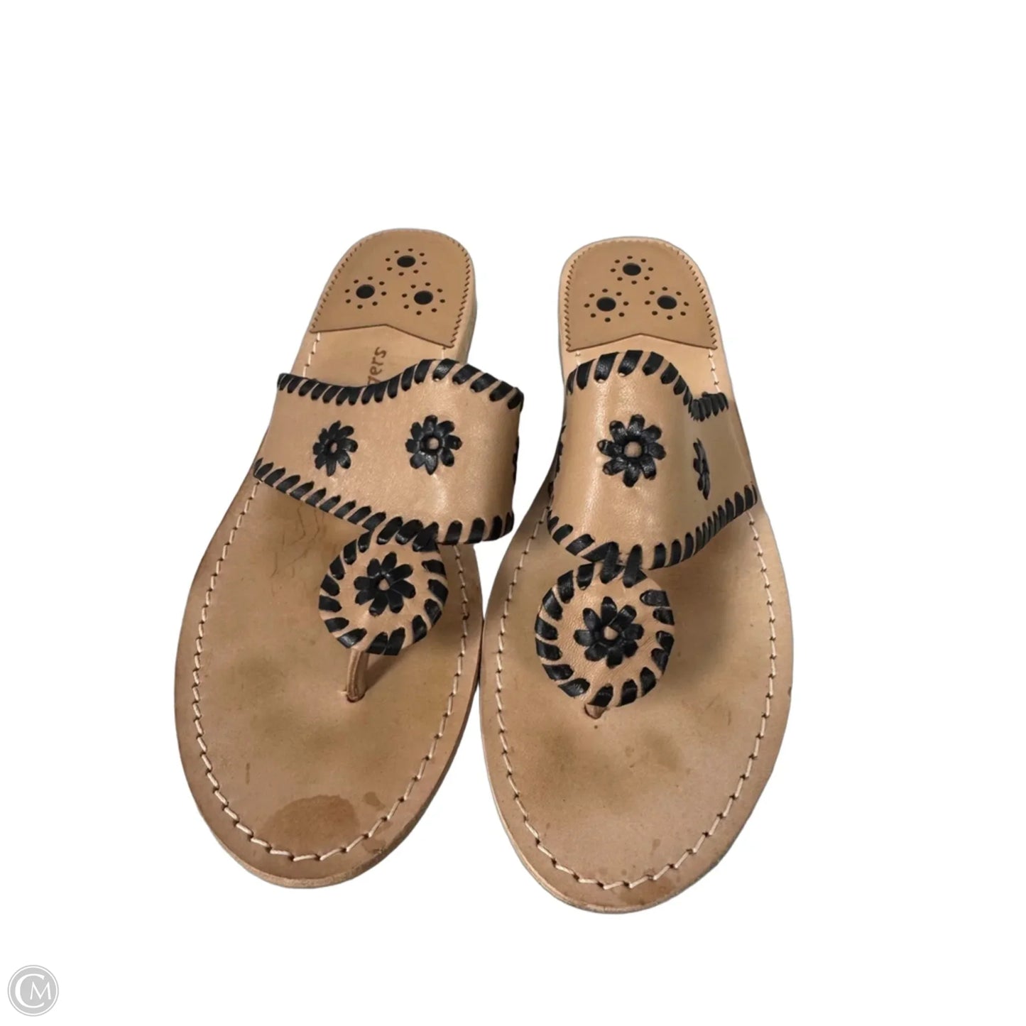 Sandals Flats By Jack Rogers In Black & Tan, Size: 10