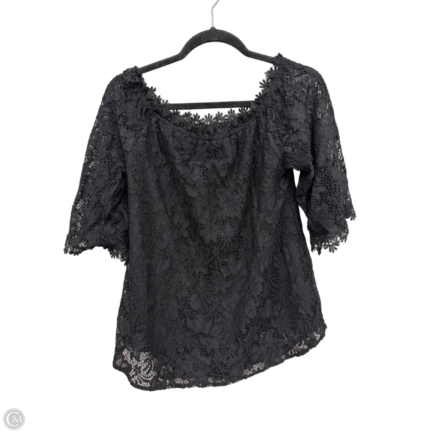 Blouse Short Sleeve By Cme In Black, Size: S