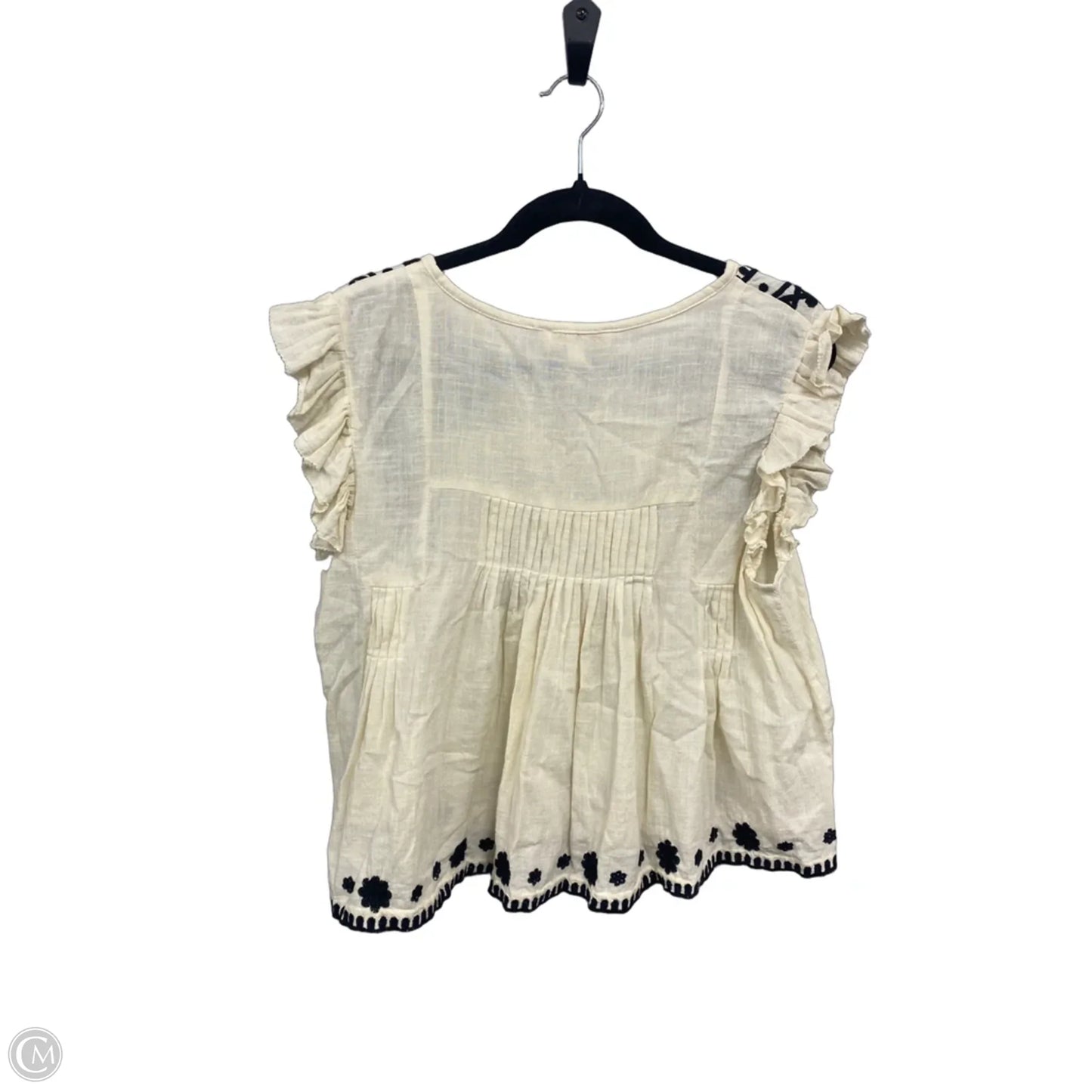 Blouse Short Sleeve By Clothes Mentor In Black & Cream, Size: S