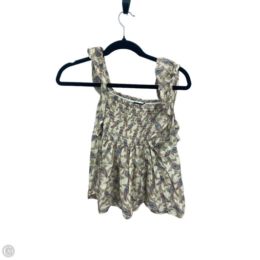 Blouse Sleeveless By Saks Fifth Avenue In Blue & Tan, Size: S