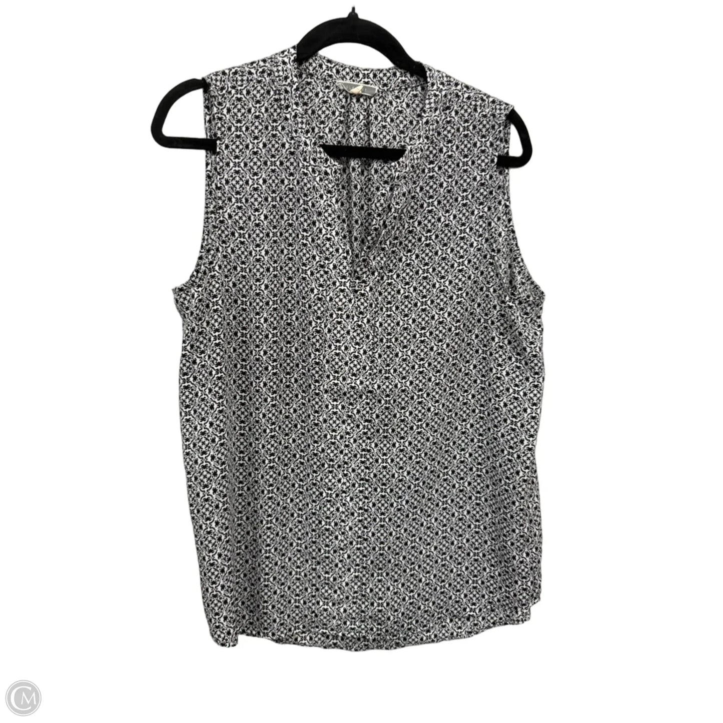 Blouse Sleeveless By Pleione In Black & White, Size: L