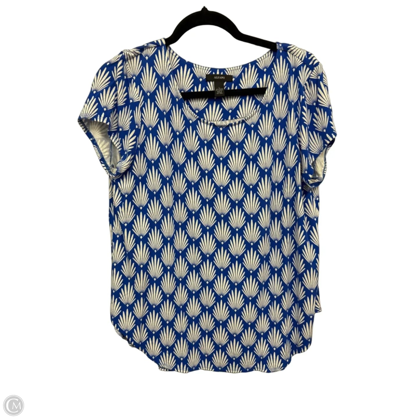 Top Short Sleeve By Alfani In Blue & White, Size: L