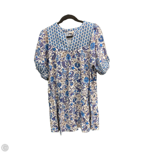 Dress Casual Short By Knox Rose In Blue & White, Size: M
