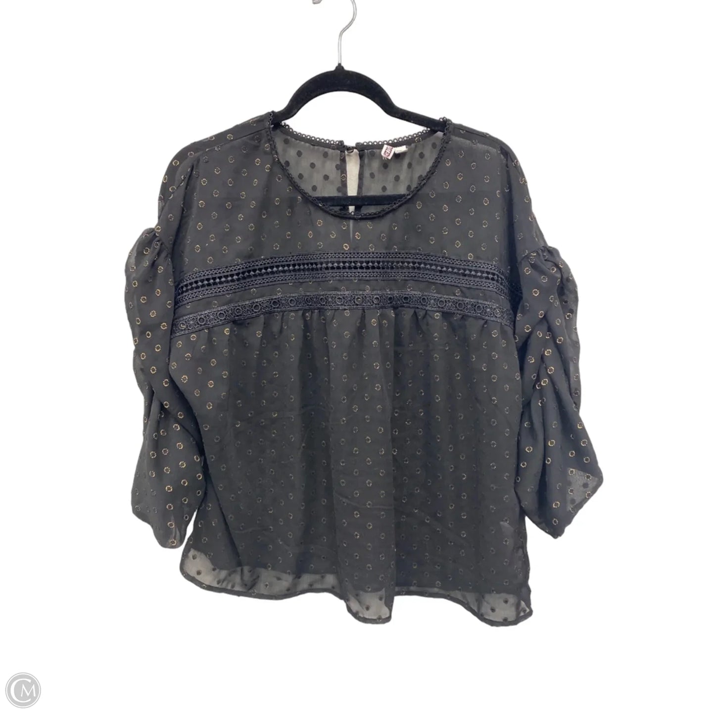 Blouse 3/4 Sleeve By Clothes Mentor In Black & Gold, Size: Xl