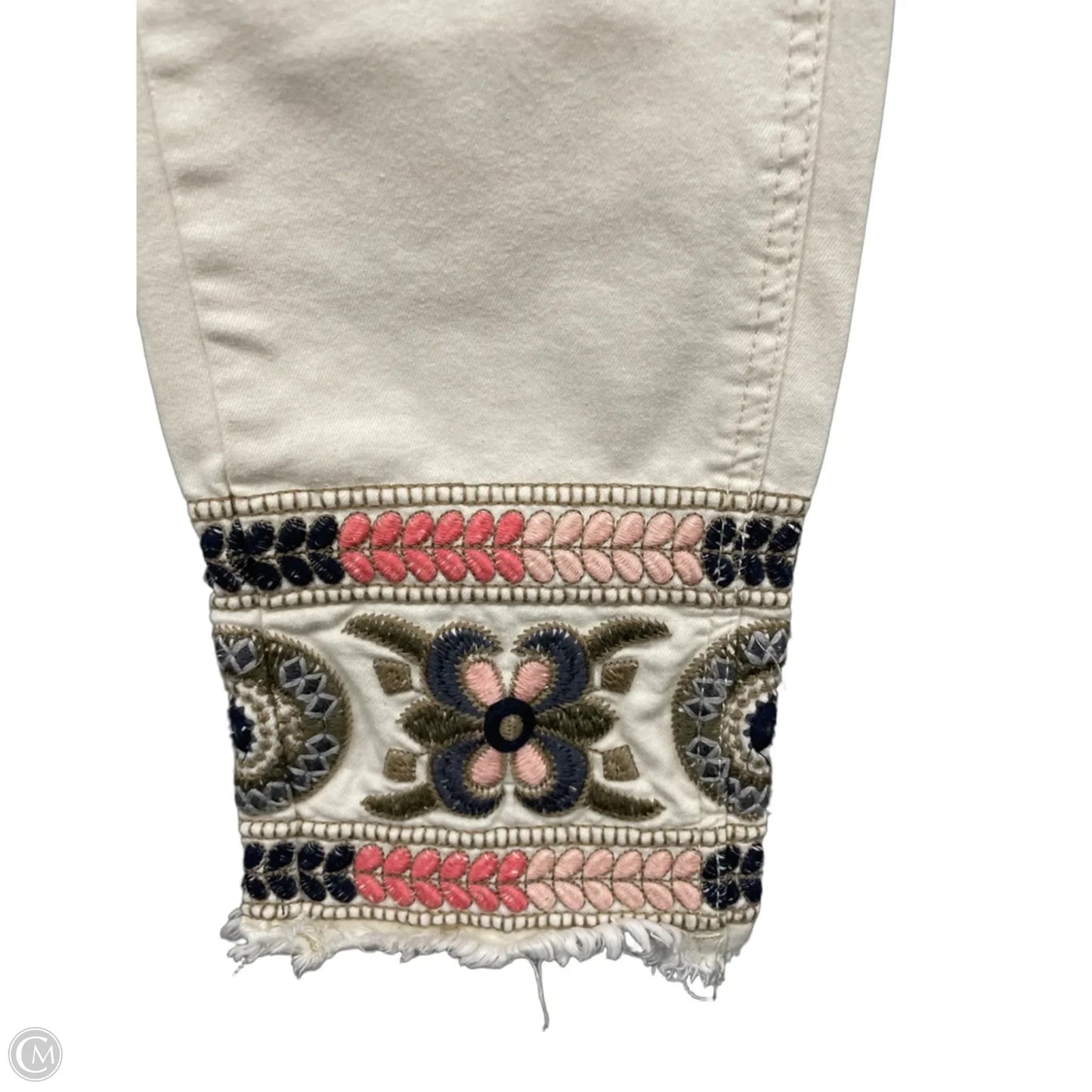 Jeans Cropped By Charlie B In Cream & Pink, Size: 6