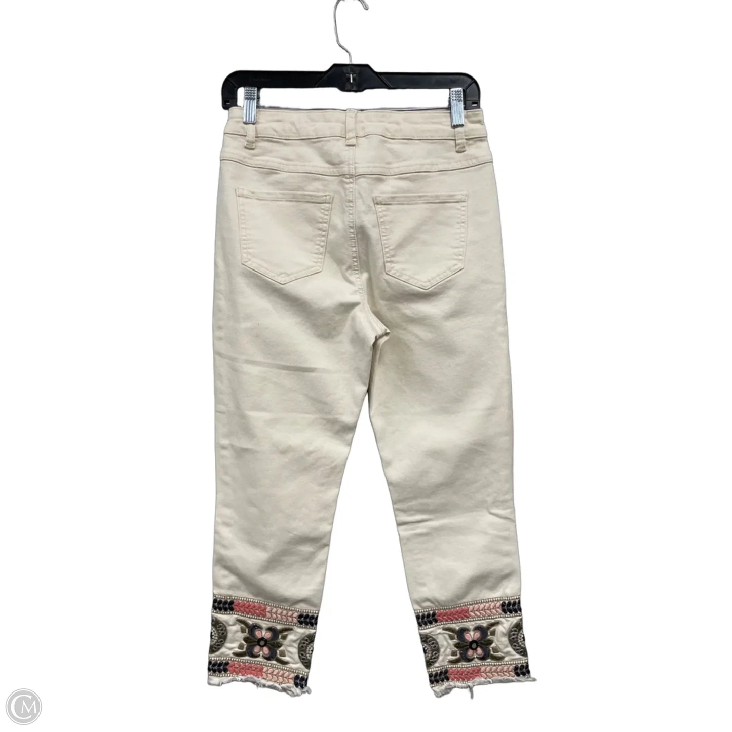 Jeans Cropped By Charlie B In Cream & Pink, Size: 6