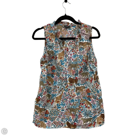 Blouse Short Sleeve By Talbots In Blue & Brown, Size: M