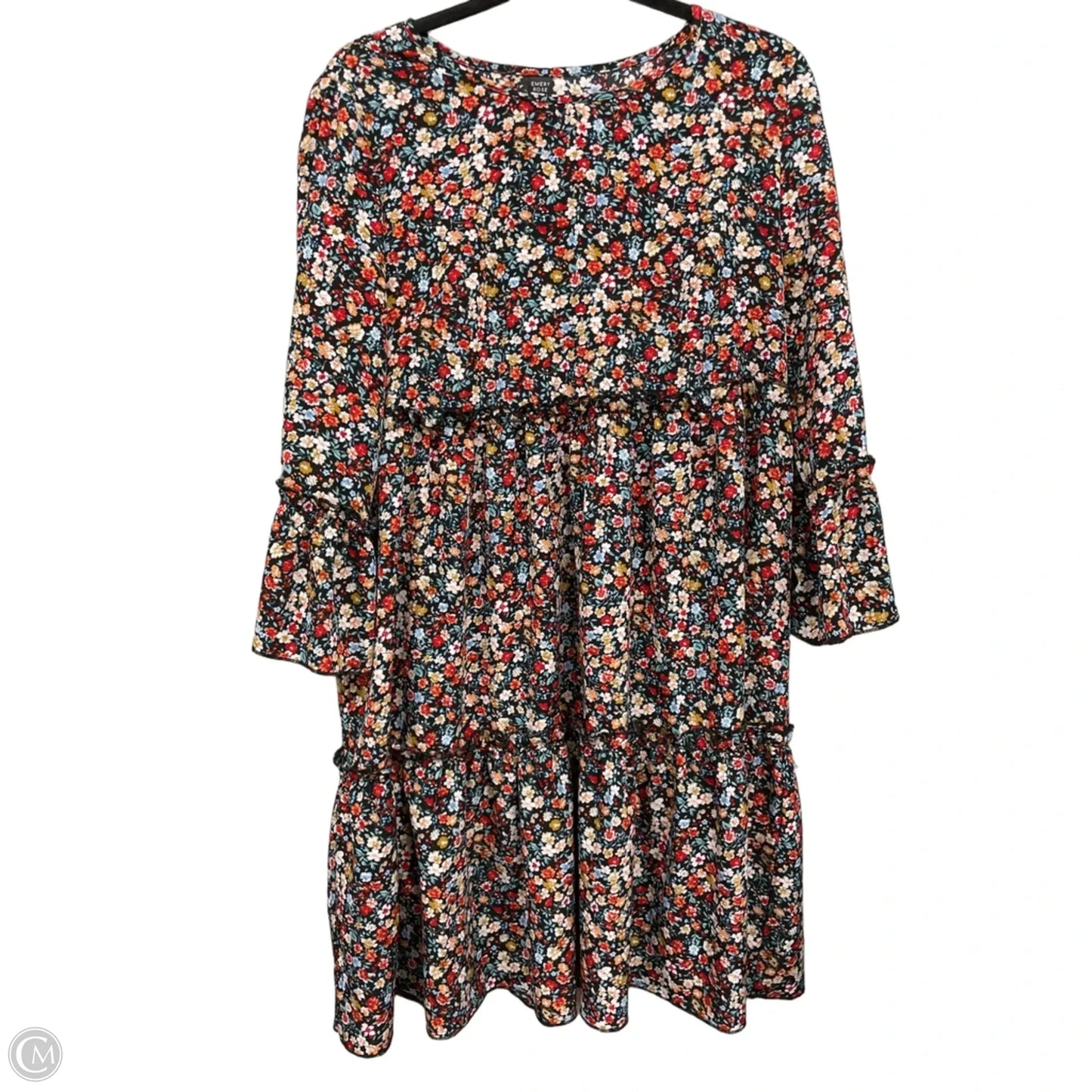 Dress Casual Short By Emery Rose In Black & Orange, Size: L
