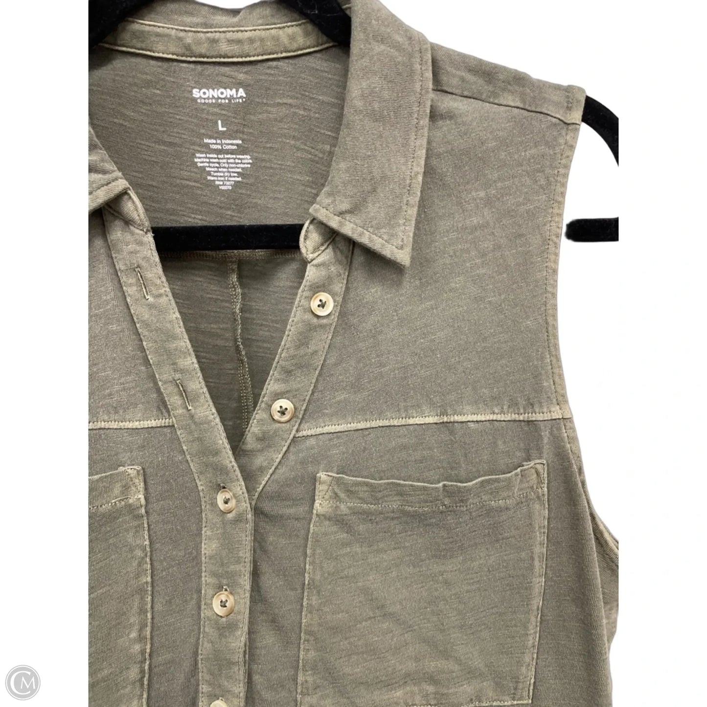 Top Sleeveless By Sonoma In Green, Size: L