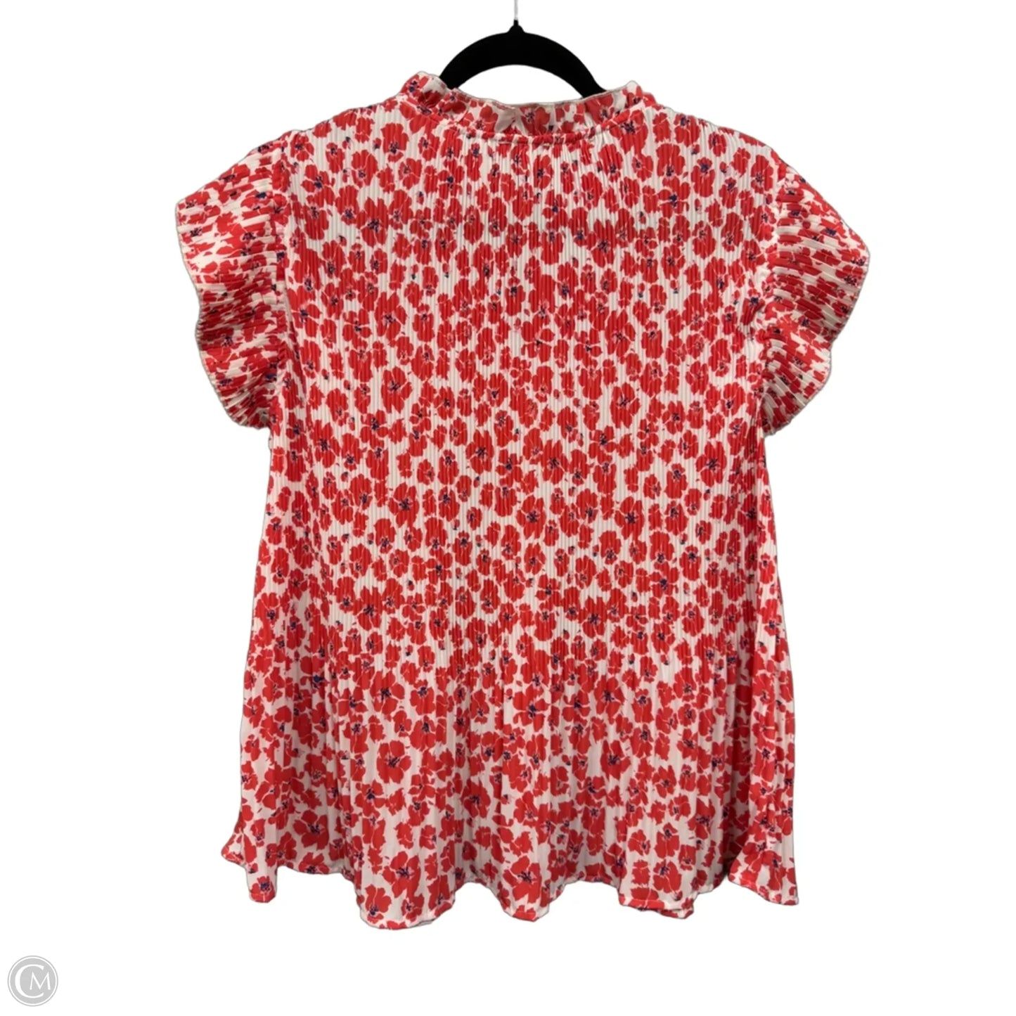 Blouse Short Sleeve By Voy In Orange & White, Size: L
