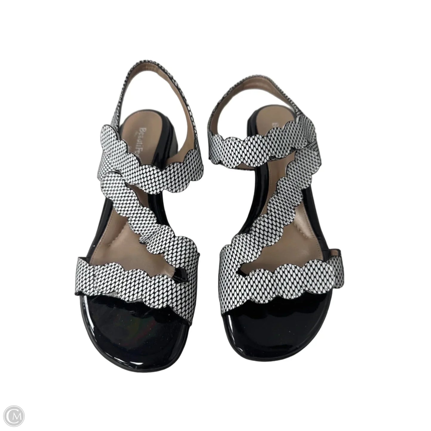 Sandals Heels Block By Cma In Black & White, Size: 6.5