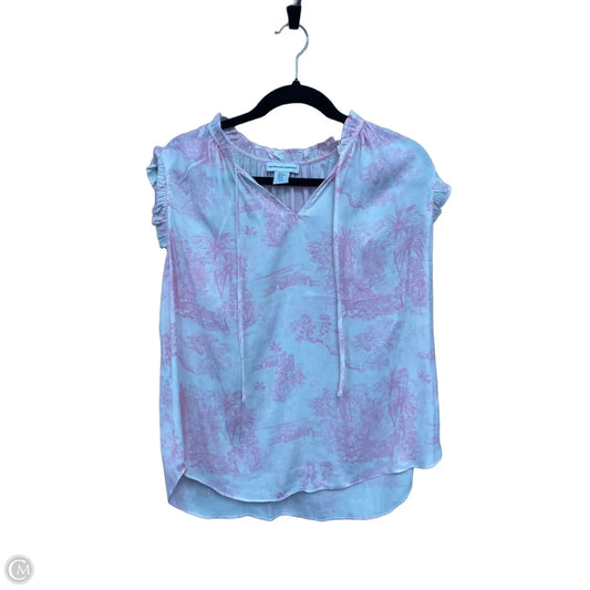 Blouse Short Sleeve By Cupcakes And Cashmere In Pink & White, Size: Xl