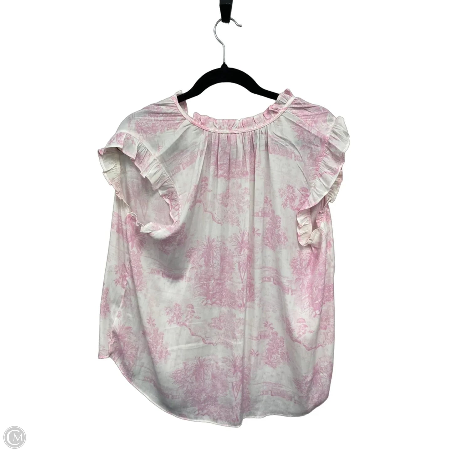 Blouse Short Sleeve By Cupcakes And Cashmere In Pink & White, Size: Xl