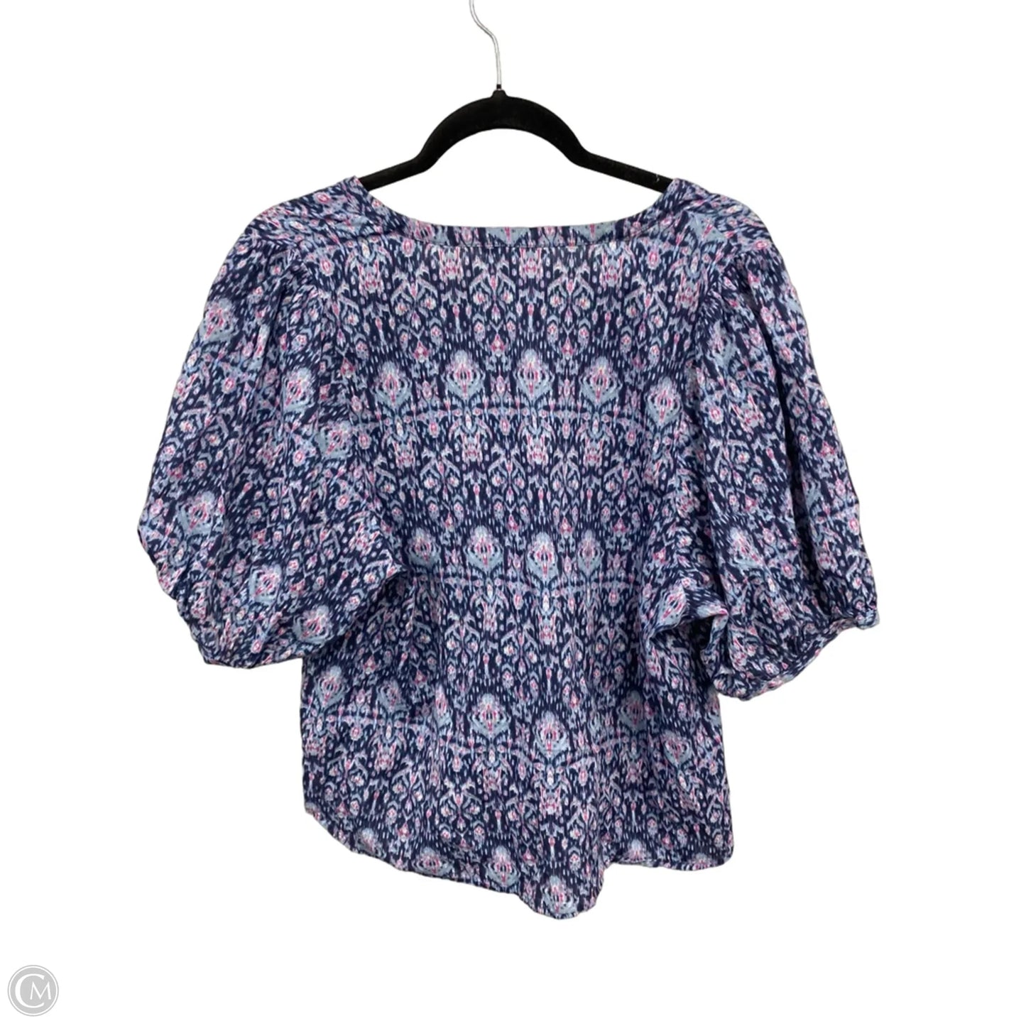 Blouse Short Sleeve By Banana Republic In Blue & Pink, Size: Lp