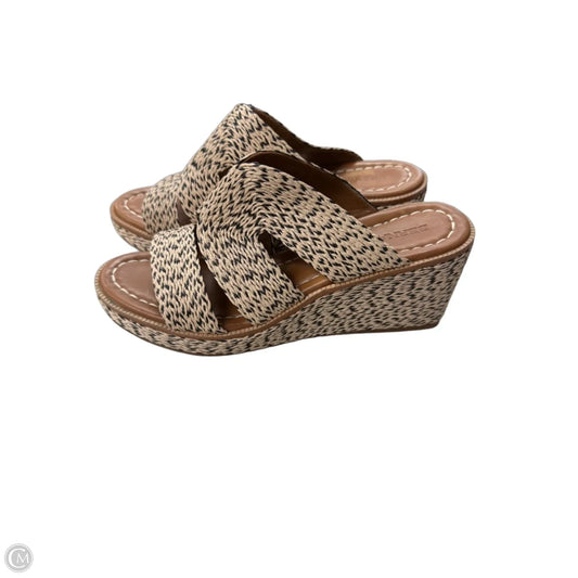 Sandals Heels Wedge By Bernardo In Black & Cream, Size: 8.5