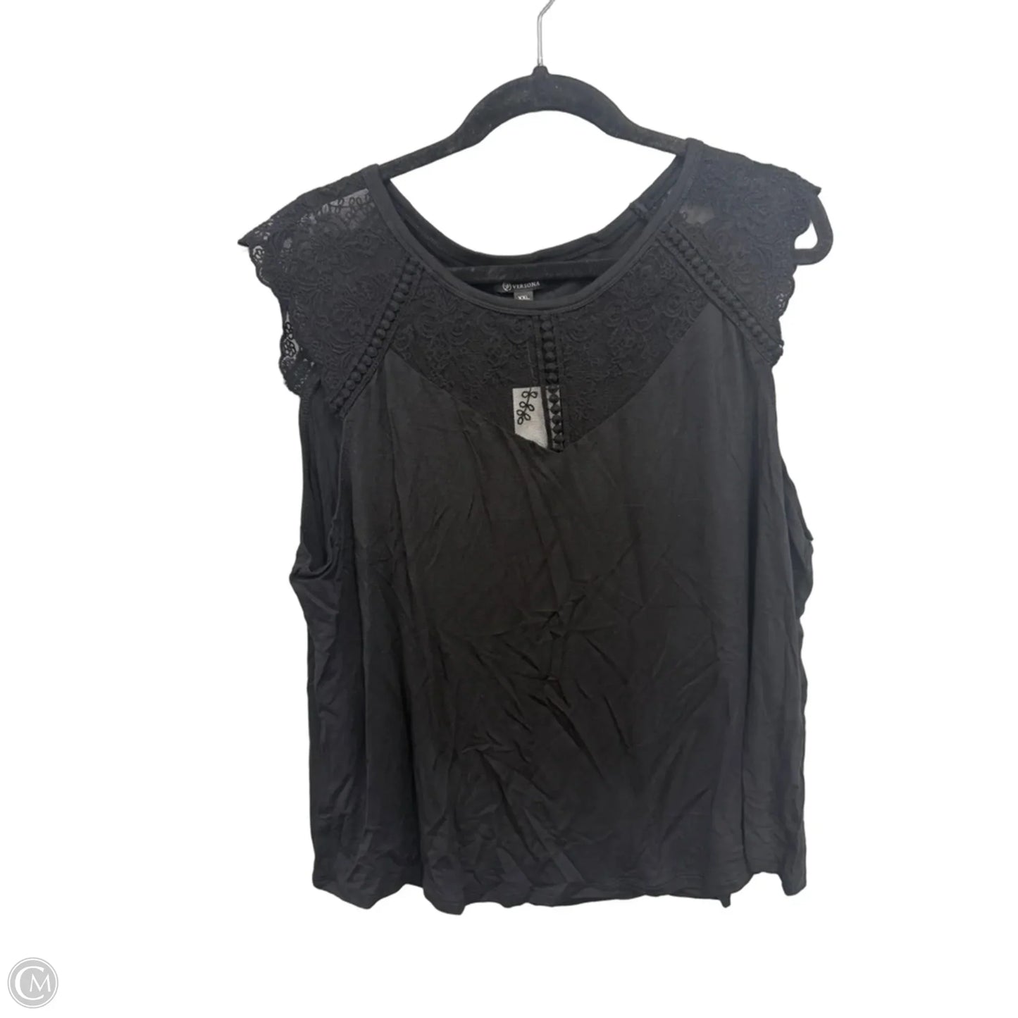 Top Short Sleeve By Versona In Black, Size: Xxl
