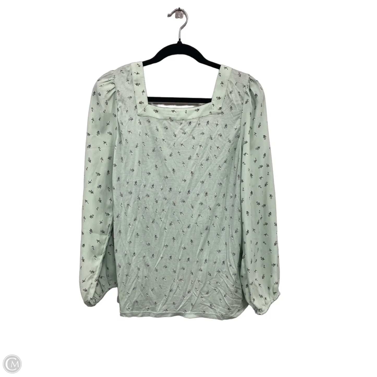 Blouse Long Sleeve By Loft In Green & White, Size: S