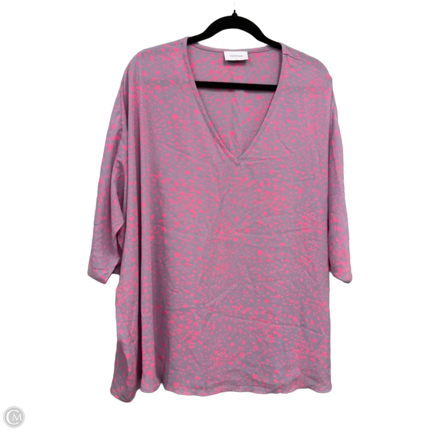 Blouse Short Sleeve By Adrienne In Pink & Purple, Size: L