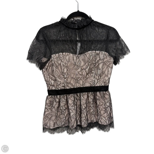 Blouse Short Sleeve By White House Black Market In Black & Cream, Size: 2p