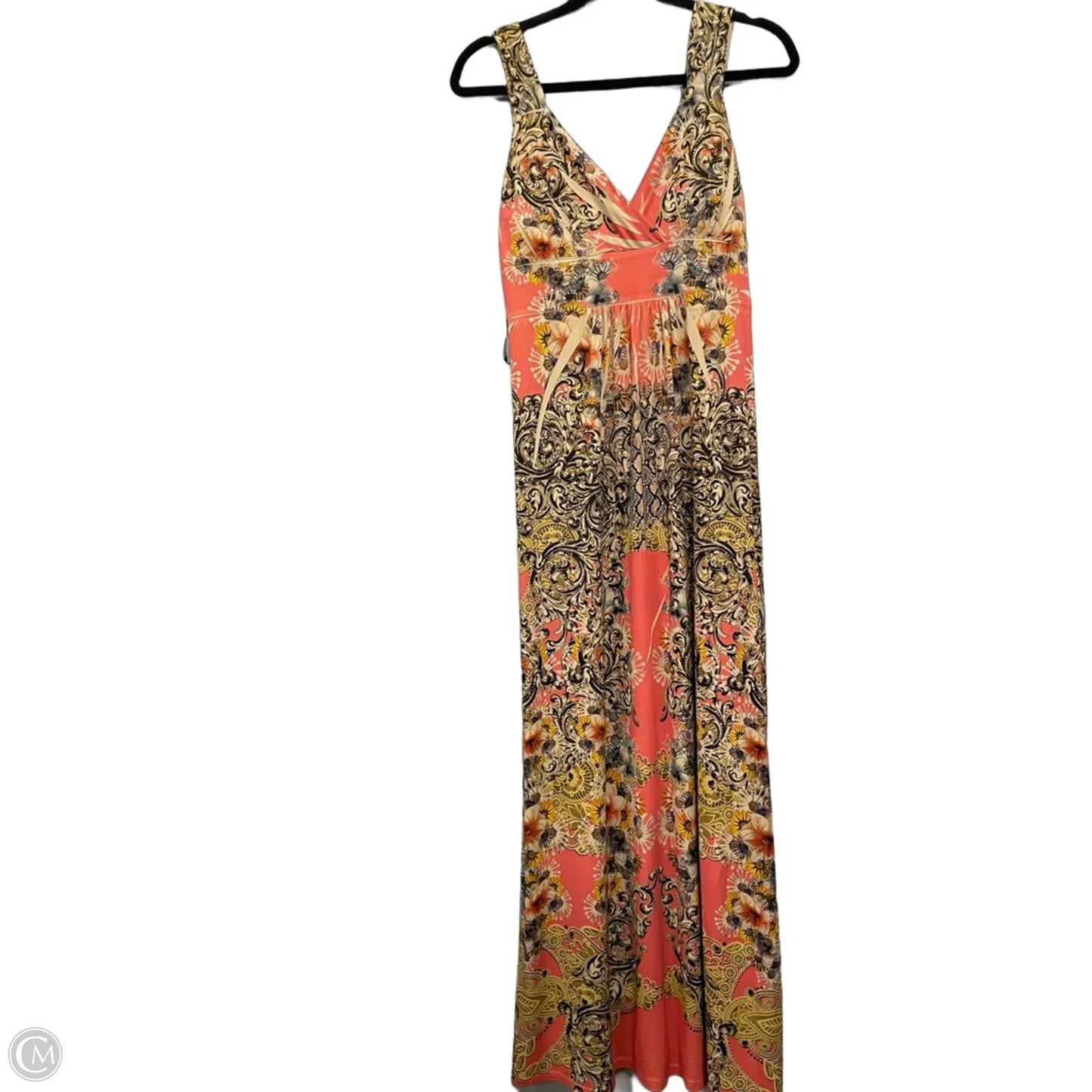 Dress Casual Maxi By Cme In Cream & Orange, Size: L