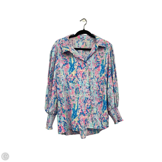 Blouse Long Sleeve By Clothes Mentor In Blue & Pink, Size: L