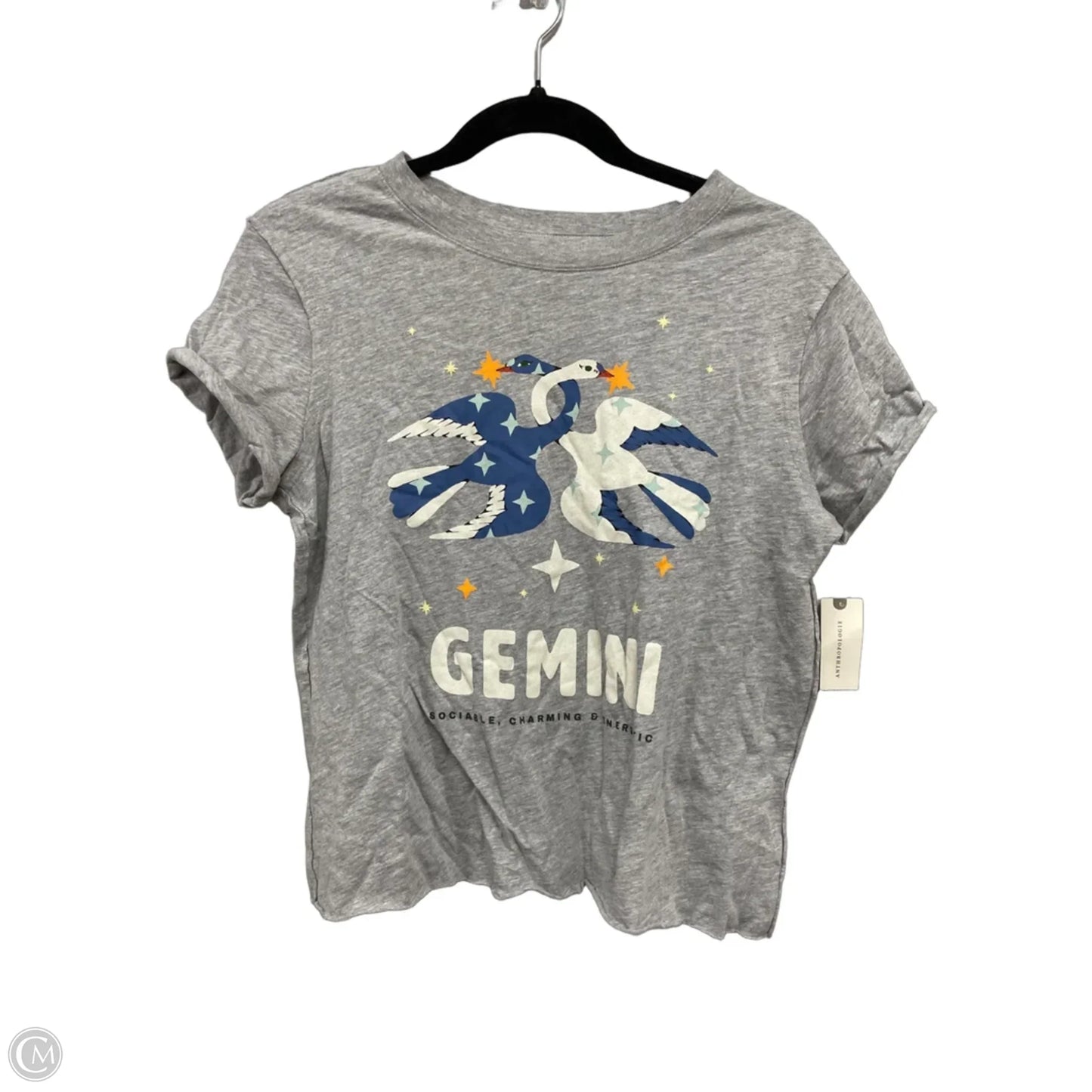 Top Short Sleeve By Anthropologie In Blue & Grey, Size: Xs