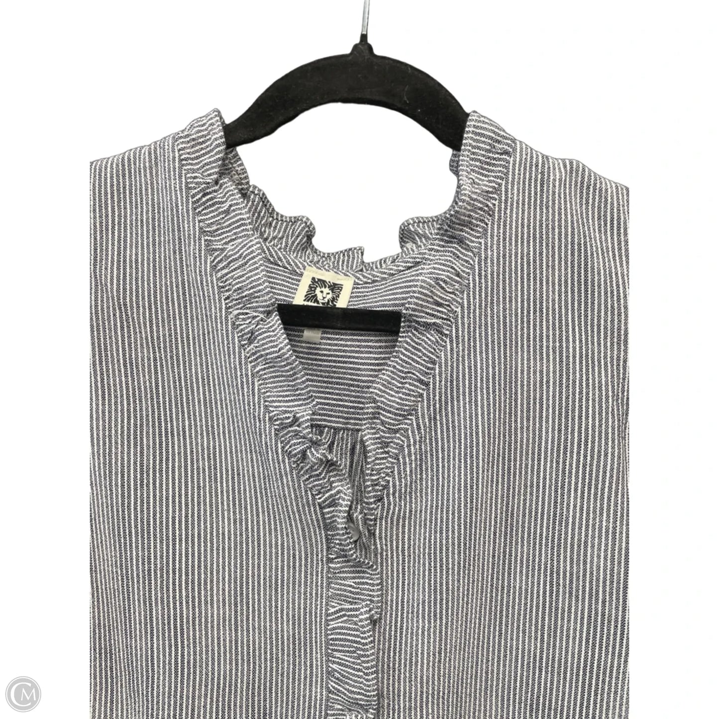 Blouse Sleeveless By Anne Klein In Grey & White, Size: S