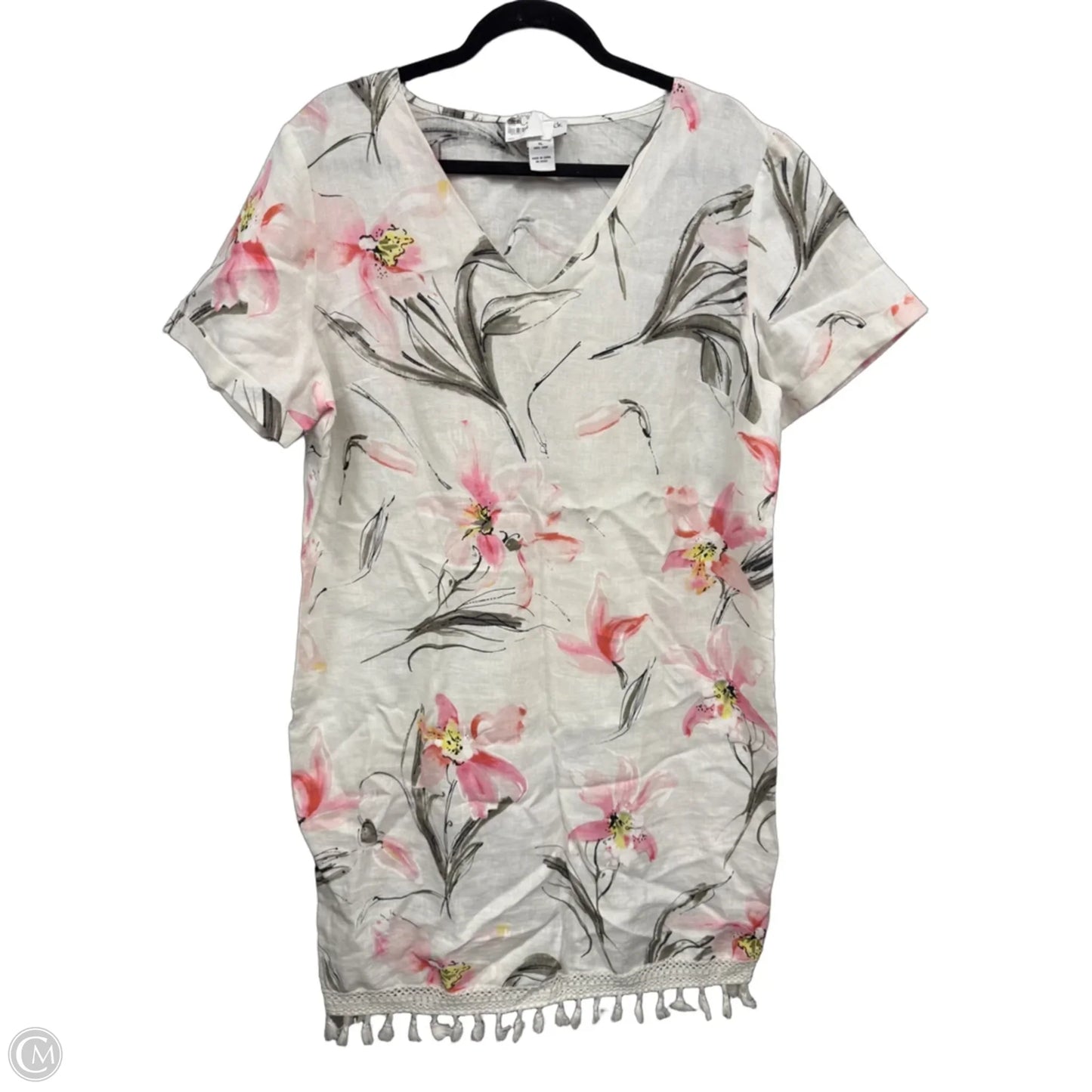 Dress Casual Short By Peck And Peck In Pink & White, Size: Xl