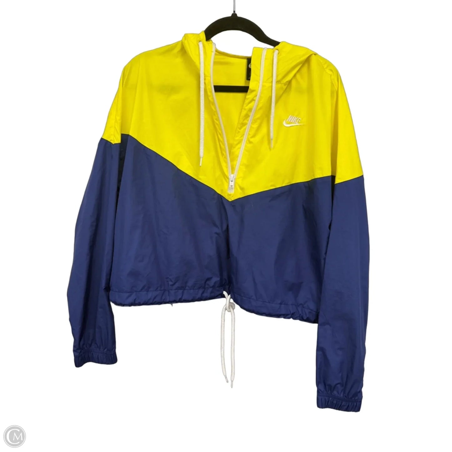 Jacket Windbreaker By Nike Apparel In Blue & Yellow, Size: Xl