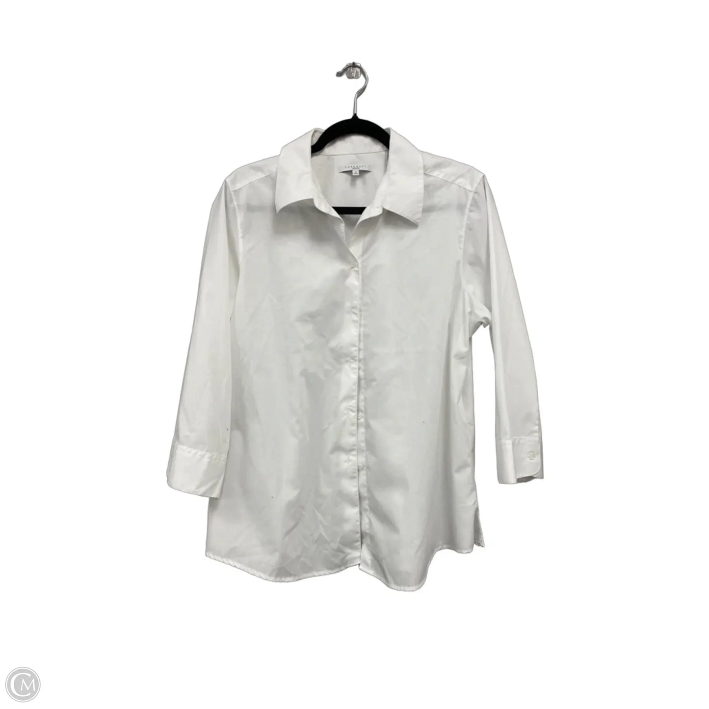 Blouse Long Sleeve By Foxcroft In White, Size: 16