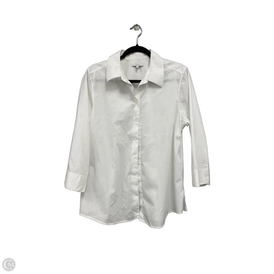 Blouse Long Sleeve By Foxcroft In White, Size: 16