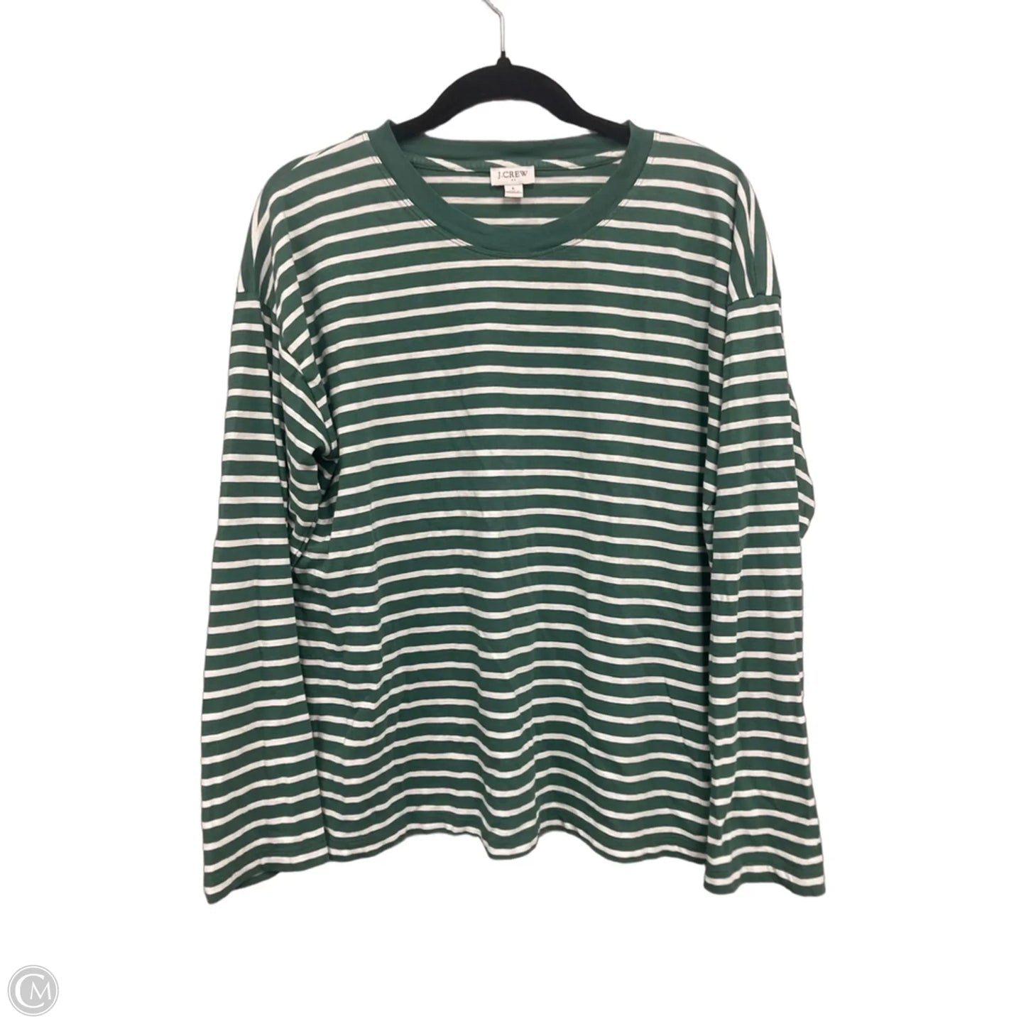 Top Long Sleeve By J. Crew In Green & White, Size: L