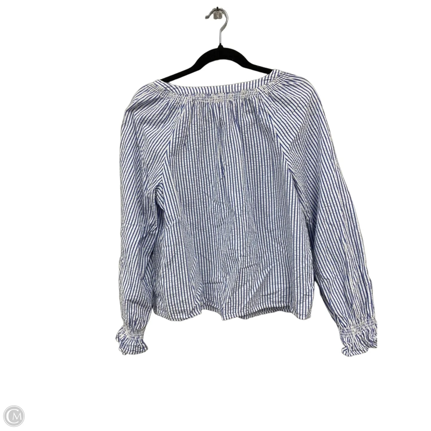 Blouse Long Sleeve By Gap In Blue & White, Size: M