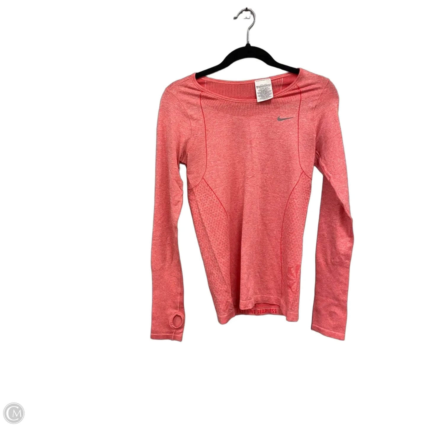 Athletic Top Long Sleeve Crewneck By Nike Apparel In Orange, Size: S