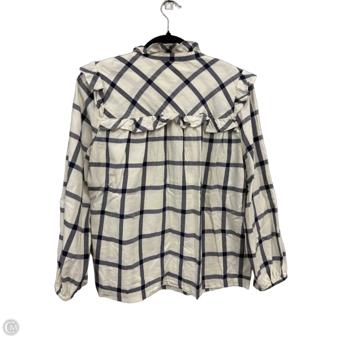Blouse Long Sleeve By J. Crew In Blue & White, Size: S