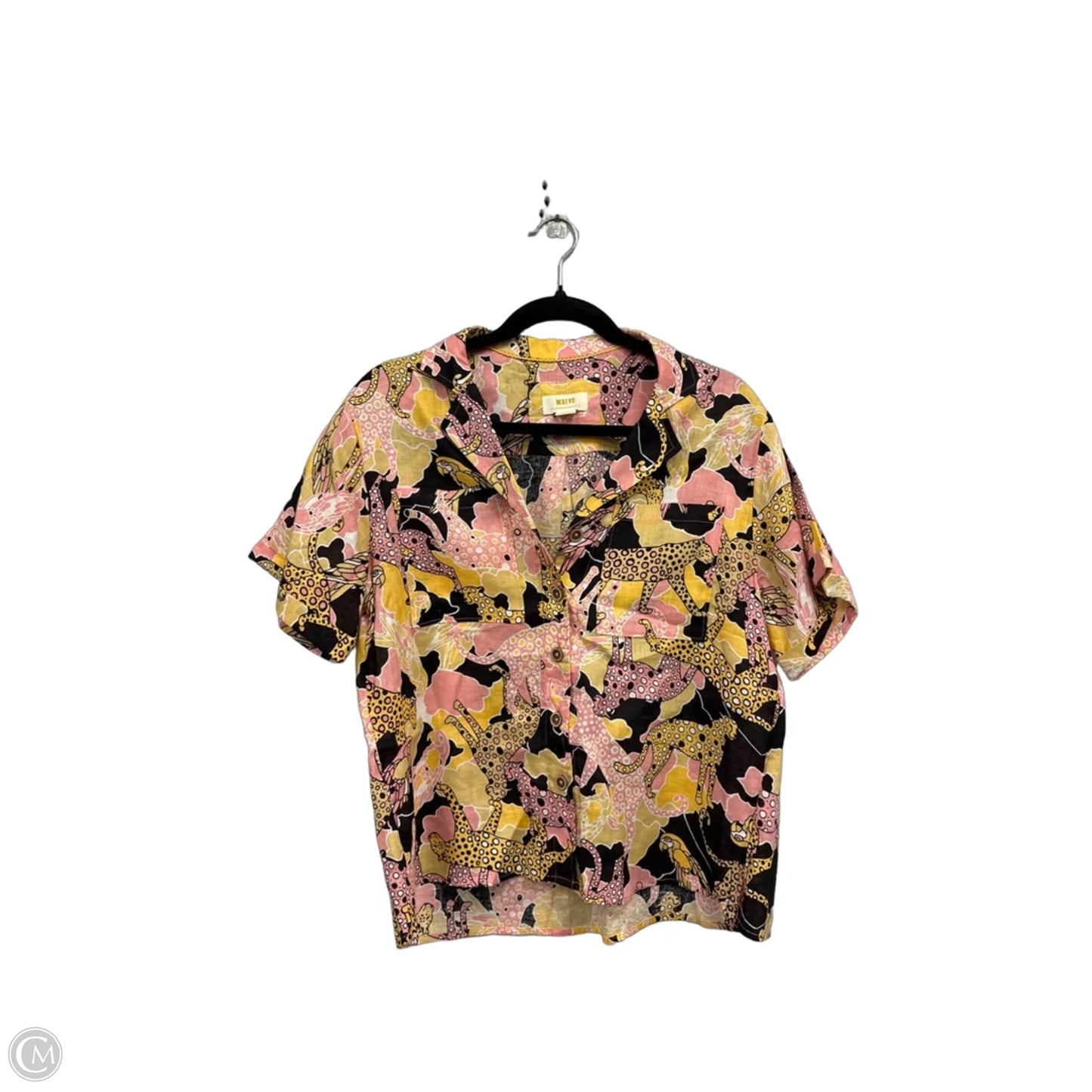 Top Short Sleeve By Maeve In Pink & Yellow, Size: S