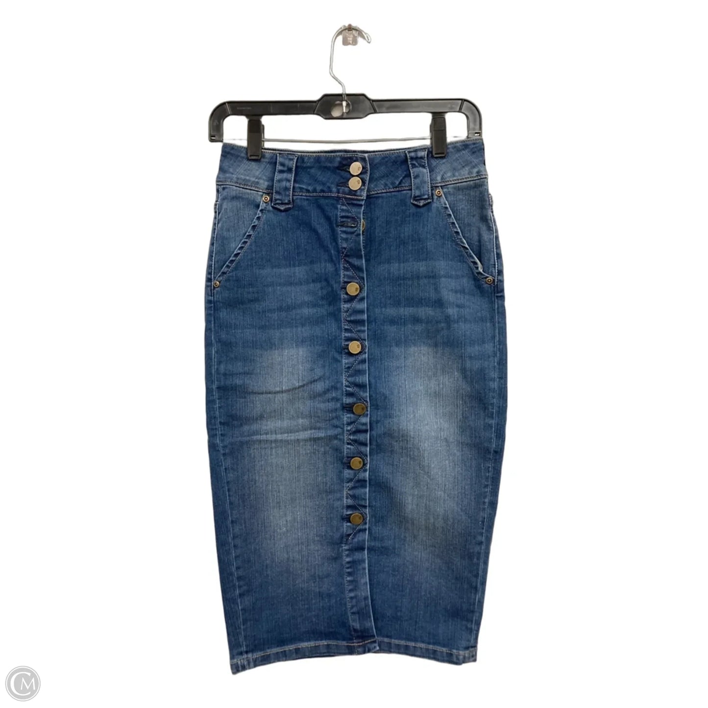 Skirt Midi By New York And Co In Blue Denim, Size: 0