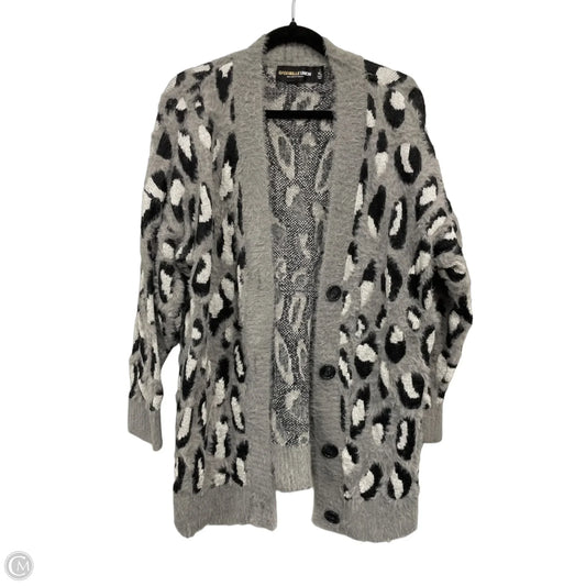 Sweater Cardigan By Gabrielle In Black & Grey, Size: Xl