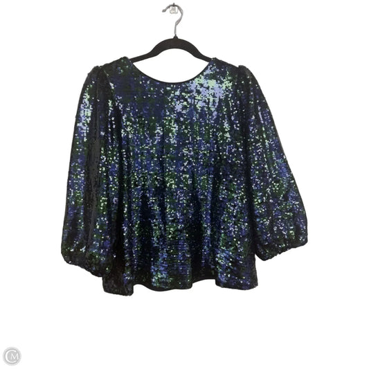 Blouse 3/4 Sleeve By Crown And Ivy In Blue & Green, Size: M