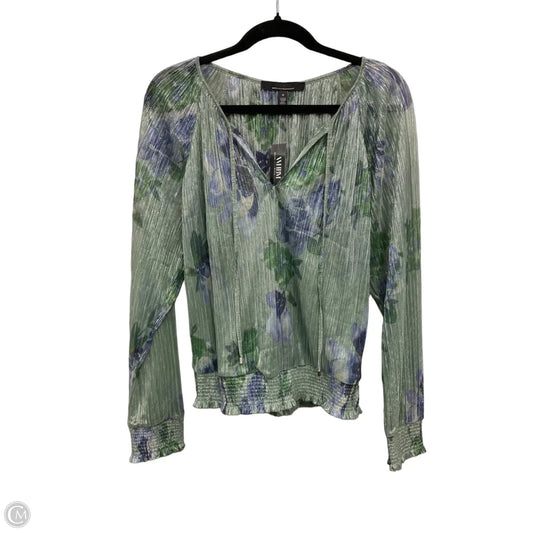Blouse Long Sleeve By White House Black Market In Blue & Green, Size: M
